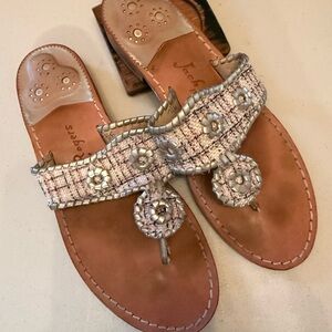 Jack Rogers Women's Tan and Cream Sandals size 10